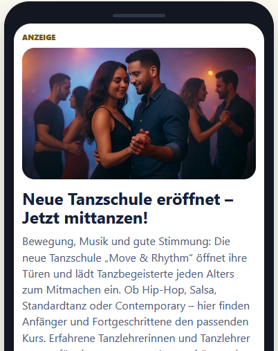 Beispiel Artikel-Werbung in der News-Section