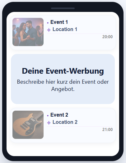Beispiel Event-Werbung zwischen den Events
